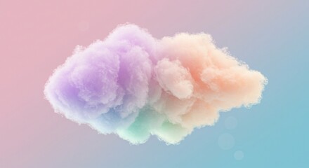 Pastel colored fluffy cloud on a gradient background with soft lighting and dreamy ambiance