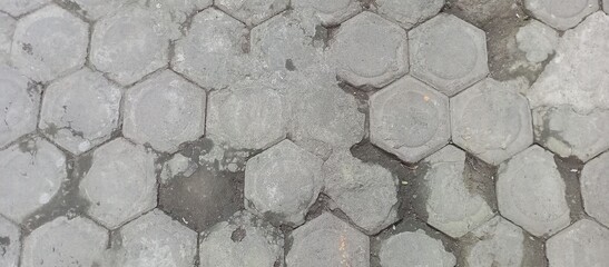 Old Hexagonal Paving Stones Road Texture Background