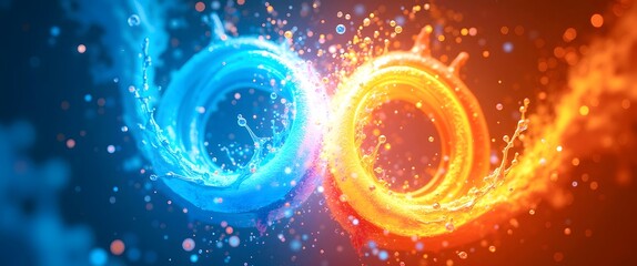 Abstract antimatter collision causing spacetime fabric distortion. Dynamic Fluid Simulation Representing Liquid Light Interaction