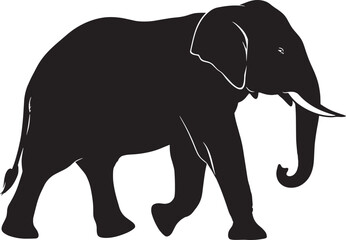 Black Silhouette of an Elephant Walking animal