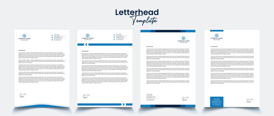 Modern Corporate professional and creative letterhead design template with Blue, gray, green, yellow, black and red color. Clean letter head, Business letterhead design template vector design.