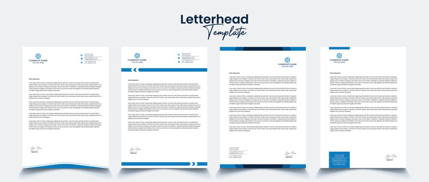 Modern Corporate professional and creative letterhead design template with Blue, gray, green, yellow, black and red color. Clean letter head, Business letterhead design template vector design. - Powered by Adobe