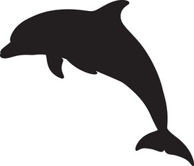 Black Silhouette Dolphin Leaping Ocean Animal Aquatic Mammal