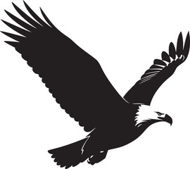 Black Silhouette Eagle in Flight Wings Spread bird