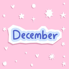 Name of month cute pastel vector illustration