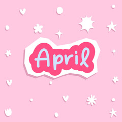 Name of month cute pastel vector illustration