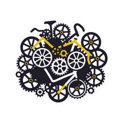 Mechanical Bike Art-Gear Bicycle Illustration-Creative Bike Design with Cogs and Wheels-Modern Bicycle Artwork-Innovative Transportation Concept