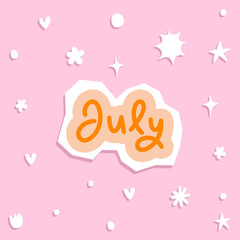 Name of month cute pastel vector illustration