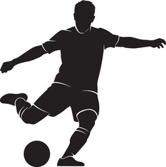 Soccer Player Silhouette Kicking Ball Black White football
