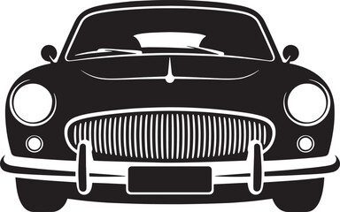 Classic Car Front View Black and White Silhouette automobile