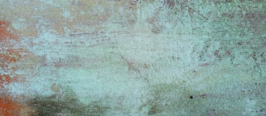 Weathered Concrete Wall with Green and Brown Patina