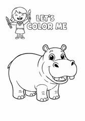 Fototapeta premium Children's coloring pictures of a hippopotamus