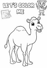 Fototapeta premium Children's coloring pictures of a camel