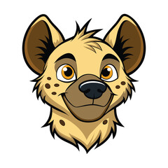 Adorable Hyena Cartoon Character Head Illustration