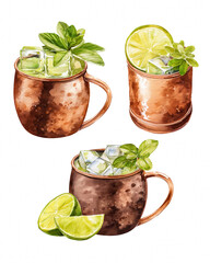 Refreshing Mint Lime Cocktails in Copper Mugs