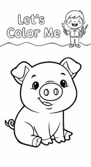 Fototapeta premium Children's coloring pictures of a pig