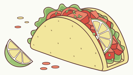 illustration vector of taco with salsa and lime