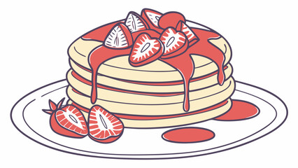 flat design vector of pancakes with syrup and stra