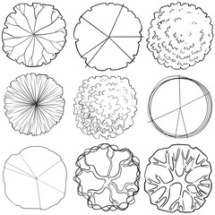 set of tree top view for landscape plan and architecture element. Trees plan  © tanpimon
