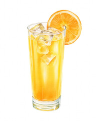 Refreshing Lemon Iced Tea with Ice and Lemon Slice