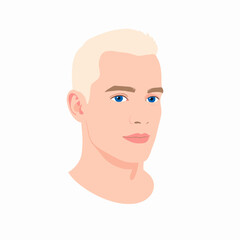 Fototapeta premium Portrait of a Blond Haired Man with Blue Eyes on a Clean White Background in a Simple Digital Art Style