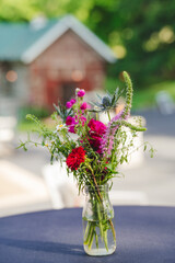 Floral Centerpiece on a table with wildflowers