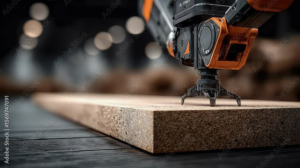 Aufkleber robotic precision: automated wood processing in modern factory