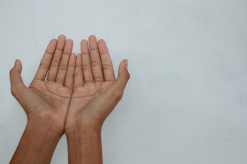 Open Hands Offering Something on White Background
