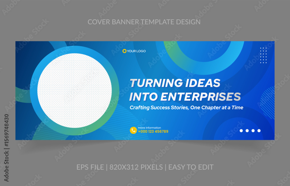 Poster abstract background template business banner with image space replacement for social media and websi
