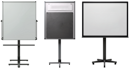 Three types of presentation boards on transparent background  