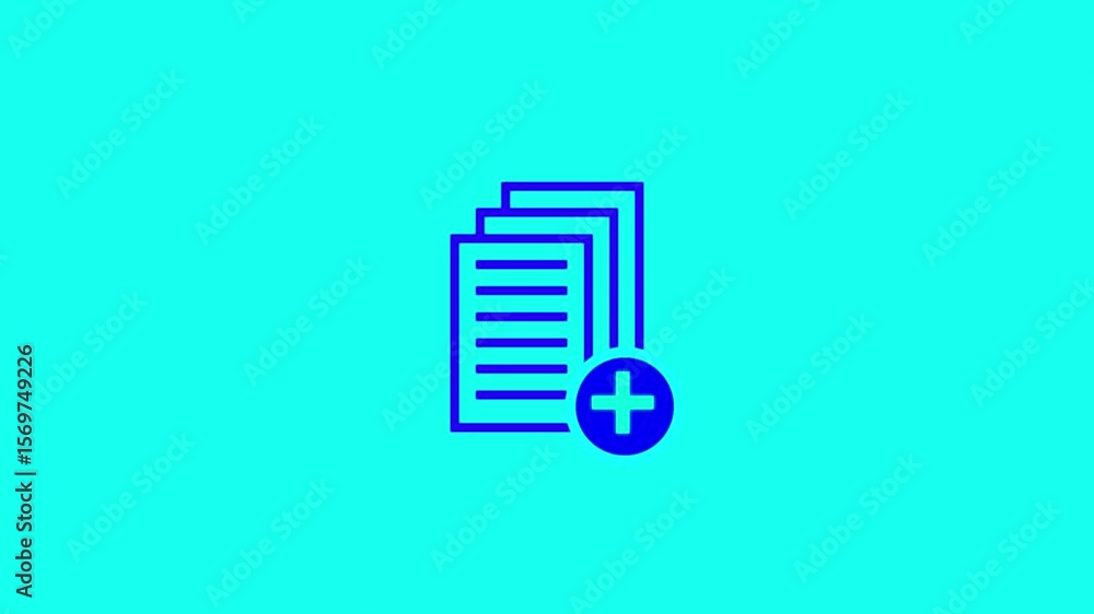 Poster document with + icon animation on green background.