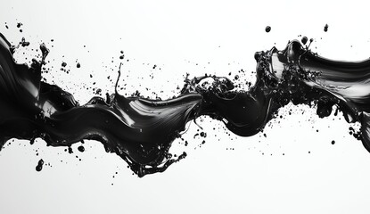Abstract black paint splash on a white background.