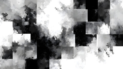 Abstract Black and White Watercolor Pixel Art