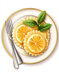 A beautifully arranged plate of lemon desserts garnished with fresh mint leaves, showcasing vibrant colors