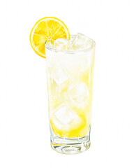 Refreshing Lemonade Drink with Ice and Lemon Slice