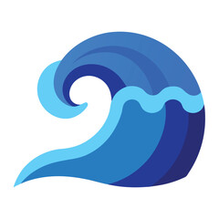 Stylized blue ocean wave with a foamy crest perfect for summer beach or coastal themed designs and advertising banners
