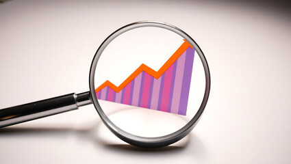 magnifying glass with graph, HD and 4K image