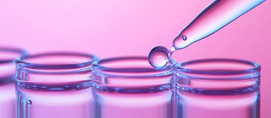 Close-up View of Laboratory Test Tubes with Pipette Dispensing Liquid