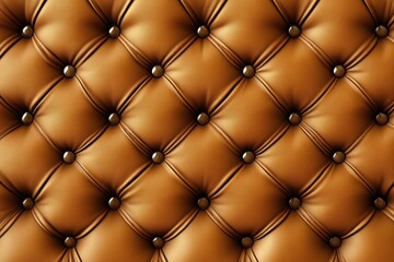 Close-up of a luxurious brown leather upholstery with deep button tufting and detailed texture.