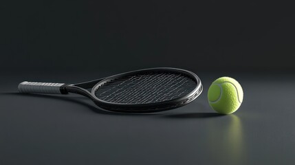Professional Tennis Gear Laying on a Dark Surface, Ready for an Intense Match
