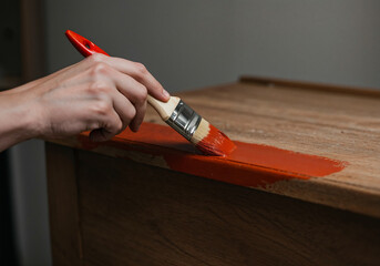 Red Paint on Wooden Furniture