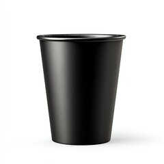 A sleek black disposable cup with a smooth matte finish, ideal for serving beverages in a minimalist style.