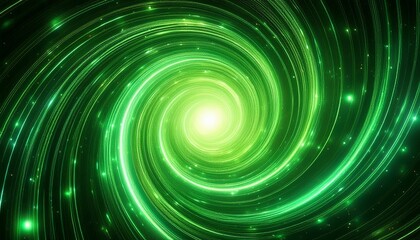 Obraz premium abstract swirling vortex of vibrant green energy radiating luminous particles and light streaks cosmic tunnel of swirling nebulae and glowing stars