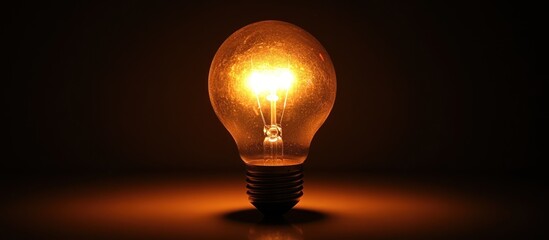Illuminating idea: A close-up of a glowing light bulb emitting warm light