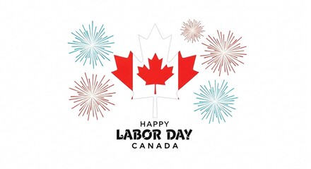 Celebrate Canada's Labor Day: Fireworks and Maple Leaf Design