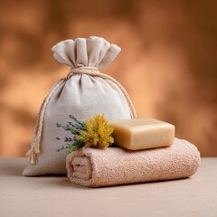 Handmade soap and organic therapy essentials home product photography cozy environment close-up view wellness concept