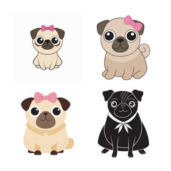 set of funny cartoon dog