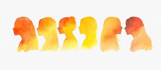 Watercolor Silhouette Diversity: A spectrum of interconnected feminine identities