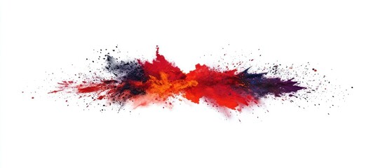 Energetic burst of vibrant colors in abstract explosion against white backdrop
