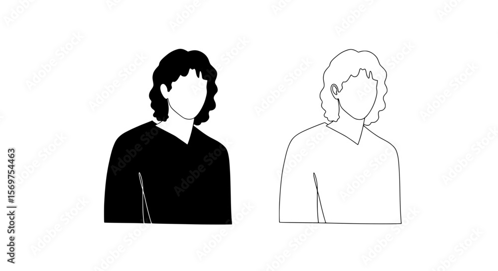 Fototapete modern silhouette portraits: captivating monochromatic renderings of a person showcase minimalist el